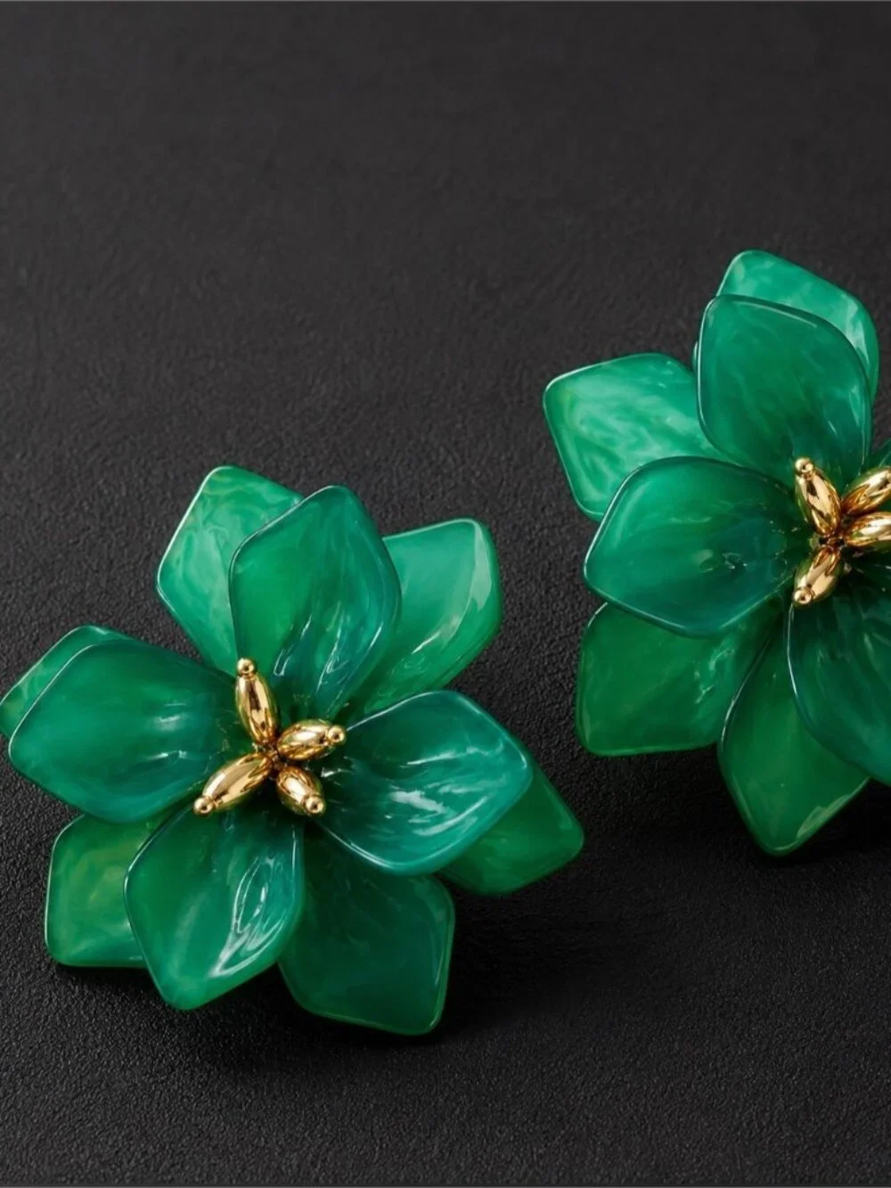 Emerald Green Floral Statement Earrings